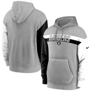 Las Vegas Raiders Nike Fan Gear Heritage Tri-Blend Pullover Hoodie – Heathered Gray