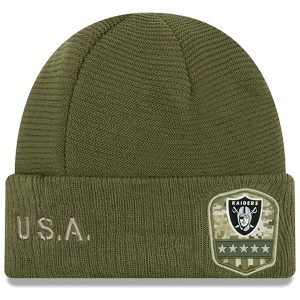 Youth Las Vegas Raiders New Era Olive 2019 Salute to Service Sideline Cuffed Knit Hat
