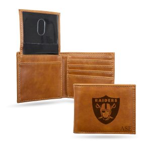 Las Vegas Raiders Sparo Personalized Billfold Wallet – Brown