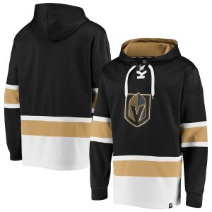 Vegas Golden Knights Black Iconic Power Play Lace-Up Pullover Hoodie
