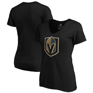 Vegas Golden Knights Women’s Black Primary Logo V-Neck T-Shirt