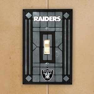 Las Vegas Raiders Gray Art-Glass Switch Plate Cover
