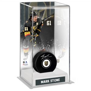 Mark Stone Vegas Golden Knights Autographed Puck with Deluxe Tall Hockey Puck Case