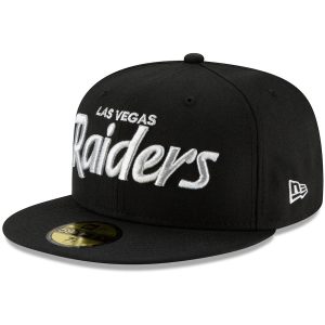 Men’s Las Vegas Raiders Logo New Era Black Omaha 59FIFTY Fitted Hat